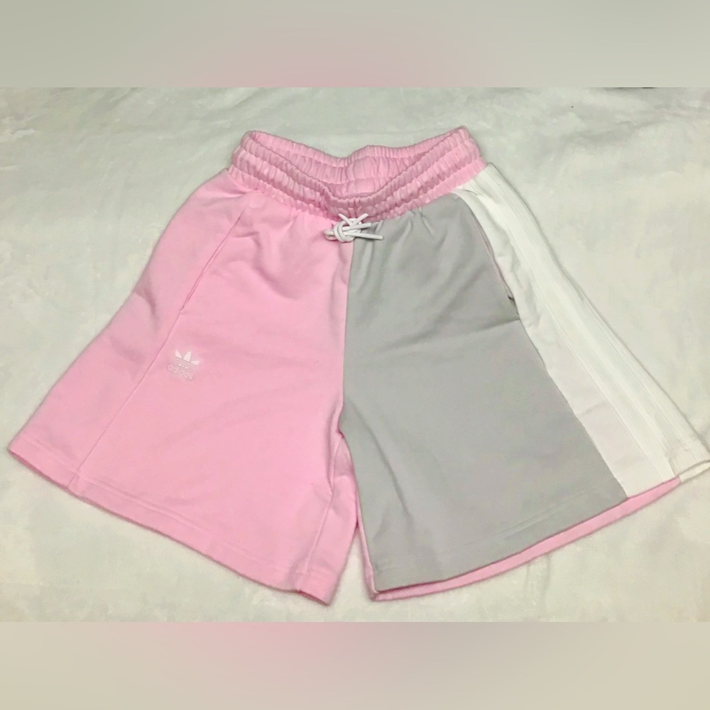 NWT Adidas pink and white shorts S